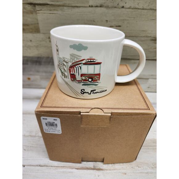 Pottery Barn Ceramic Coffee Mug San Francisco CABLE CAR - Picture 1 of 5
